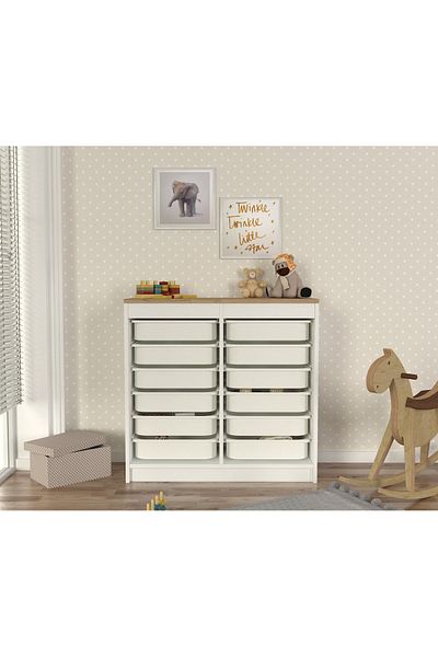 UnicUtil Toy Organizer, Compact Storage, UnicUtil, 89 x 34 x 85 cm, White-Brown – UUORG19