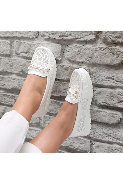 MODA STİL Women's Casual White Shoes Made of Ecological Leather Lujaina, 36