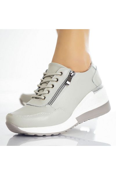 MODA STİL Women's casual shoes in grey natural leather Bilon, 38