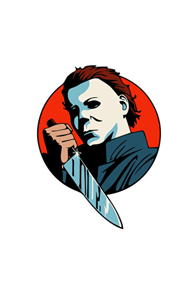 INOVATIX Set de 8 piese, autocolant Michael Myers cu cuțitul în mână, INOVATIX®. 6 cm