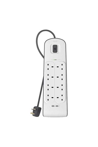 Generic belkin 8-Way Surge Protection Strip with 2-USB Port White 2m