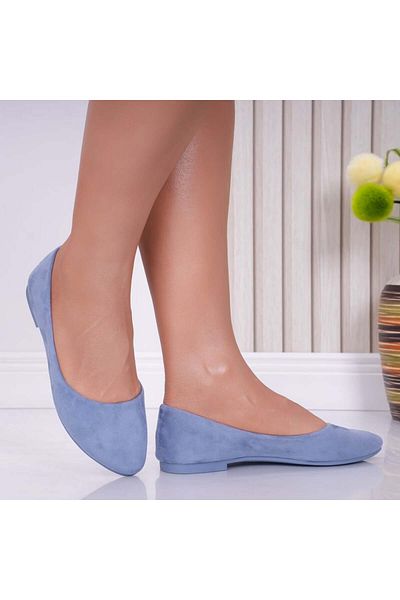 MODA STİL Women's Blue Ballerinas Made of Eco-Suede Leather Nety, 36