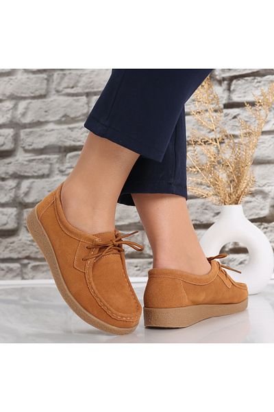 MODA STİL Women's casual shoes Camel made of genuine suede Alenasa leather, 40
