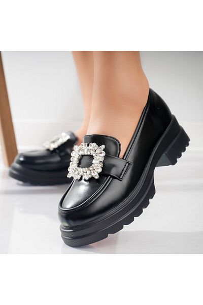 MODA STİL Women's Casual Black Shoes Made of Eco-Leather Naia, 40