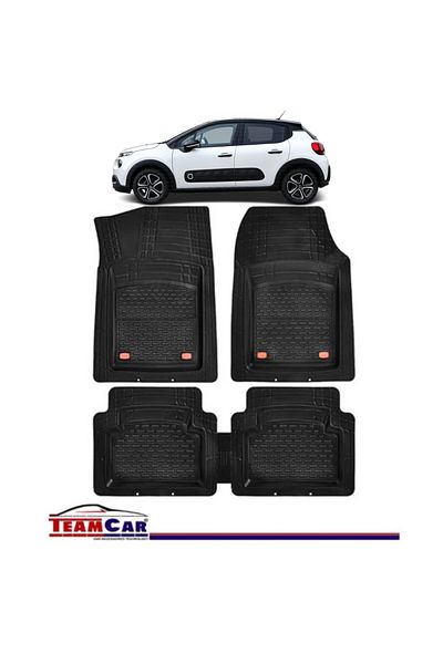 TEAMCAR Covorașe auto tip tavă Citroen C3 III (2016-2024) negre, material rezistent