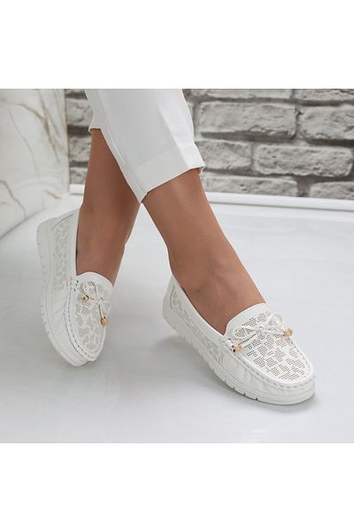 MODA STİL Women's Casual White Shoes Made of Ecological Leather Lujaina, 36