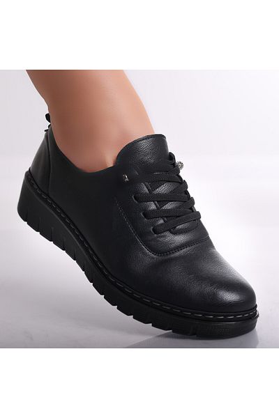 MODA STİL Women's Casual Black Shoes Made of Idania Ecological Leather, 39