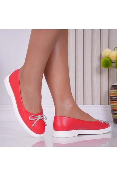 MODA STİL Women's ballerinas with bow Corai made of Ceren eco-leather, 35