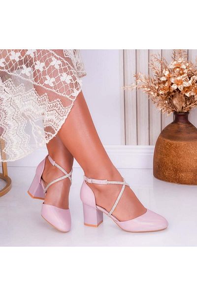 MODA STİL Women's Pink Shoes Made of Rimara Ecological Leather, 40