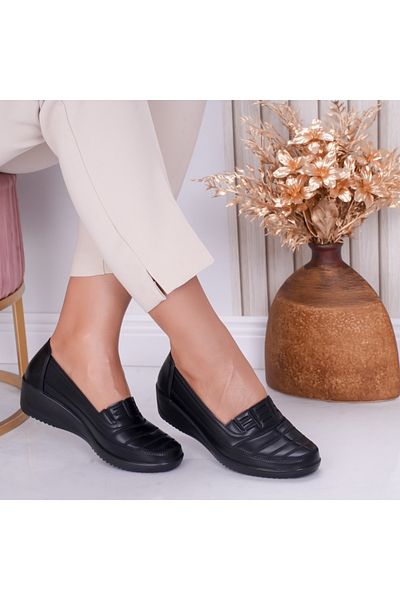 MODA STİL Women's Casual Shoes Black Made of Ecological Leather Jony, 37