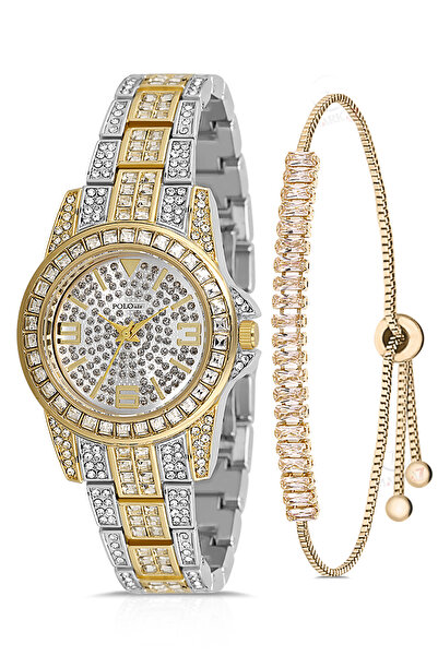 Polo Air Çift Klips Lüx Taşlı Kadın Kol Saati Zirkon Taşlı Baget Bileklik Kom...