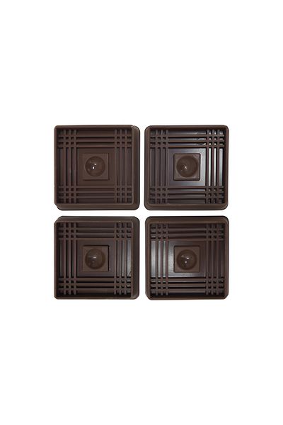 ACE 4-Piece Durable Non Skid Square Rubber Caster Cups Brown 2inch