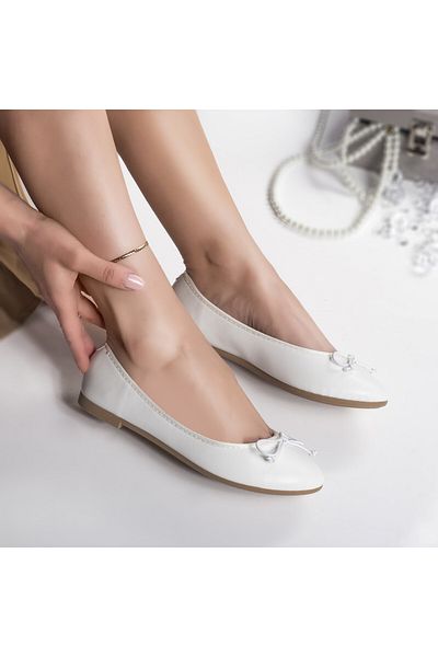 MODA STİL Women's white ballerinas, eco-leather, amany, 40