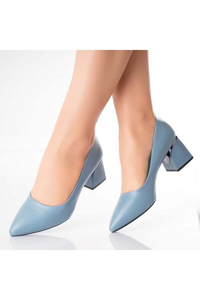 MODA STİL Women's Blue Heeled Shoes Made of Ecological Leather Nerina, 37