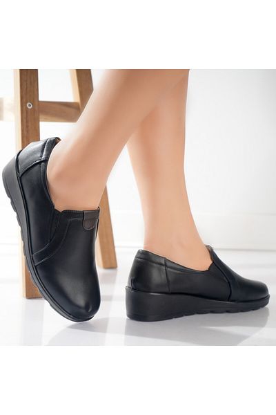 MODA STİL Women's Casual Black Shoes Made of Ecological Leather Larisa, 39