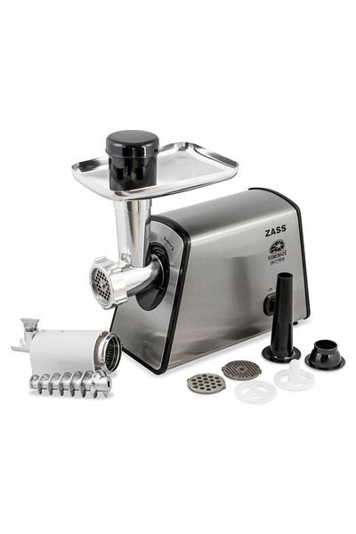 Zass Mașină de tocat carne Zass ZMG 14, 1600W, 1.6Kg/min, accesoriu cârnați, accesoriu roșii, 3 discuri din oțel inoxidabil