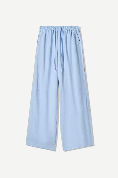 Bershka Linen blend trousers with an elasticated waistband