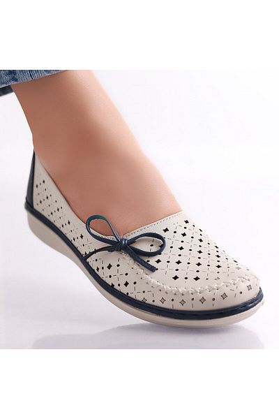 MODA STİL Women's casual shoes Beige/Blue made of Norte Eco-leather, 41