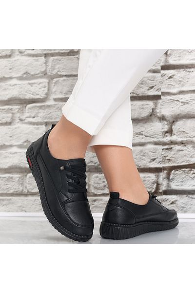 MODA STİL Women's casual shoes, black, made of Turina ecological leather, 38