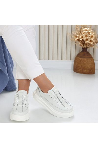 MODA STİL Women's casual shoes, white, made of natural leather, Chlora, 39