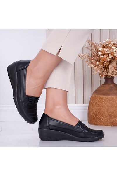 MODA STİL Women's Casual Shoes Black Made of Ecological Leather Jony, 37