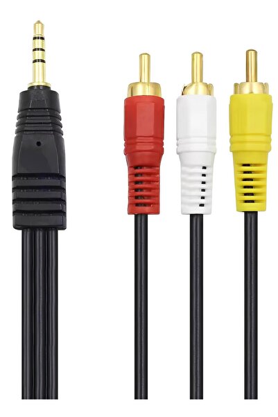 SpeedUF 3.5mm to 3xRCA AV Kablo 1.5m Uzun Jackli Ses Görüntü Kablosu TV Discman