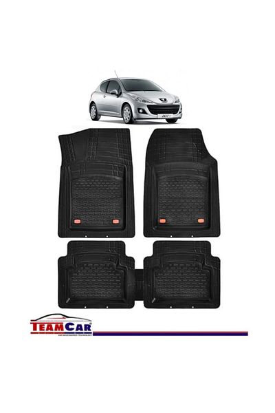 TEAMCAR ® Car Mats Tray Type Compatible Peugeot 207 (2006-2014)-black-resistant Material