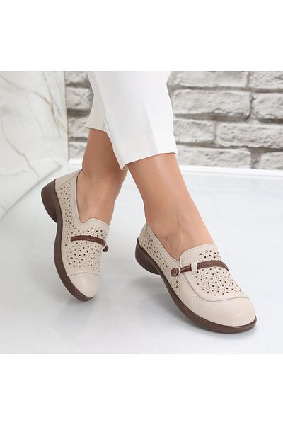 MODA STİL Women's Casual Shoes Beige Made of Suhana Eco-Leather, 40