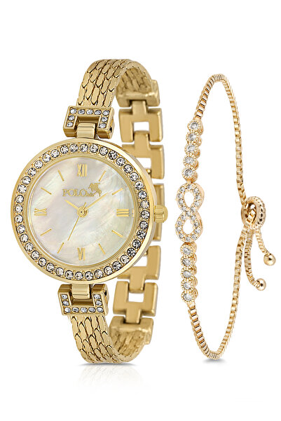 Polo Air Lüx Taşlı Kadın Kol Saati Zirkon Taşlı Sonsuzluk Bileklik Kombin Gol...