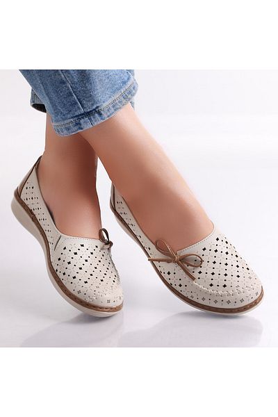 MODA STİL Women's Casual Shoes Beige/Khaki Made of Eco-Leather Norte, 41
