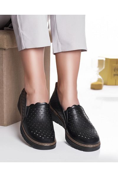 MODA STİL Women's casual black shoes made of eco-leather anda, 39