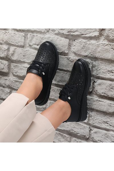 MODA STİL Women's Casual Black Shoes Made of Ecological Leather Halya, 39
