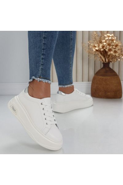 MODA STİL Women's casual shoes White made of natural leather Issa, 37