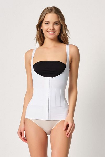ALFA AKSESUAR 03 White Emay 2946 Underbust Underwire Supported Tank Top Corset
