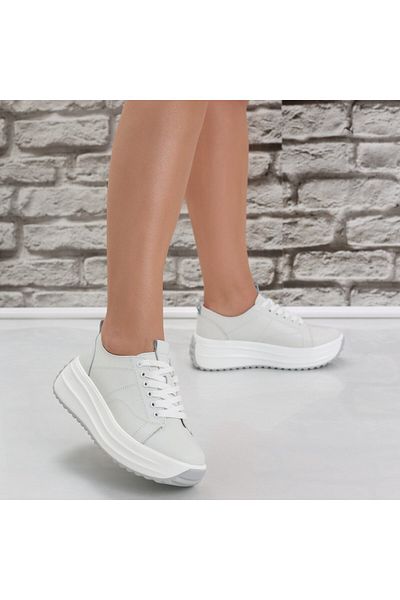 MODA STİL Women's casual white shoes made of natural leather Amelsa, 35