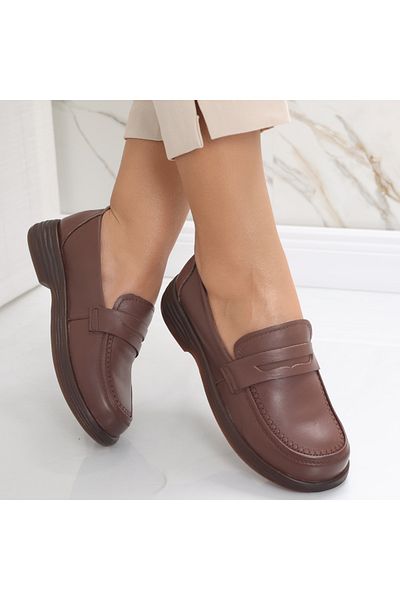 MODA STİL Women's casual shoes Brown made of natural leather Sendiana, 40
