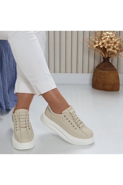 MODA STİL Women's casual shoes Beige made of natural leather Chlora, 38