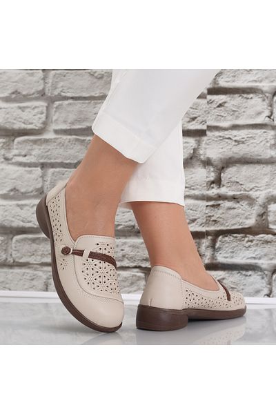 MODA STİL Women's Casual Shoes Beige Made of Suhana Eco-Leather, 40
