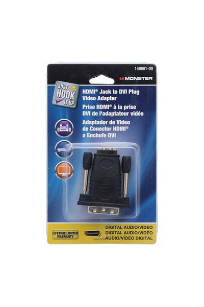 Generic Monster Jhiu HDMI Female Jack to DVI Male Plug Video Adapter Black 3417367