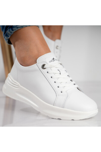 ANGEL BLUE Women's White Sports Shoes Made of Genuine Leather Edaro, 35