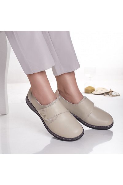 MODA STİL Women's casual shoes, beige, made of genuine leather Felicy, 37