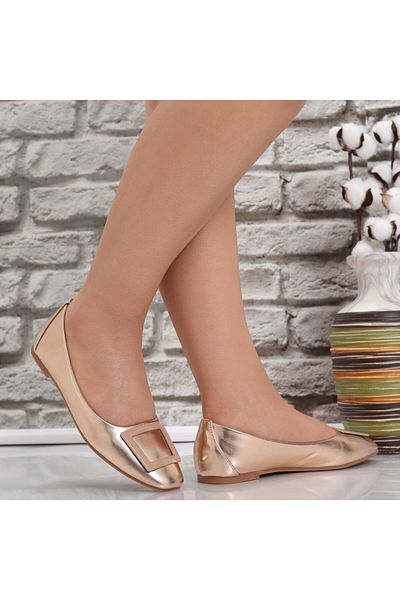 MODA STİL Women's Bronze Ballerinas Made of Iumna Ecological Leather, 35
