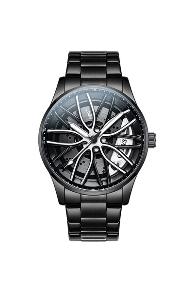 delis Men's watch Olevs CS1944, stainless steel, black, silver dial