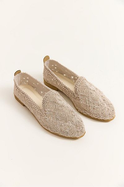 Raneel Kazançlı Alışveriş Knitted Model Women's Ballerina Shoes Beige
