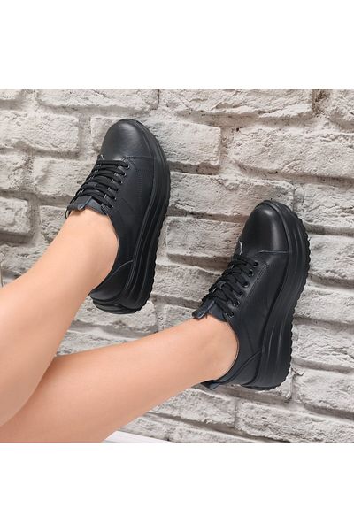 MODA STİL Women's casual shoes in black genuine leather Amelsa, 36