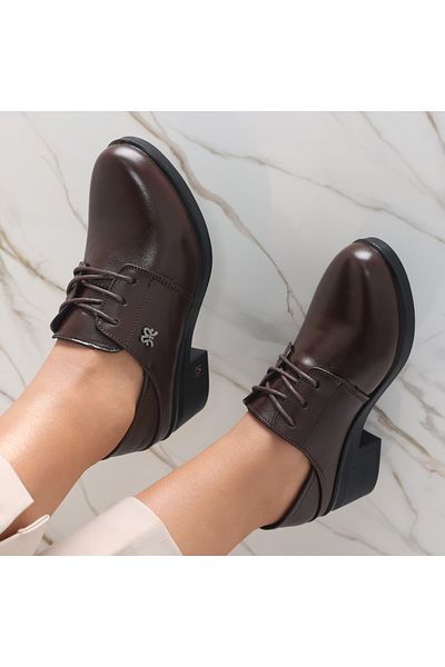 MODA STİL Women's Brown Heeled Shoes Made of Genuine Leather Daruisa, 36