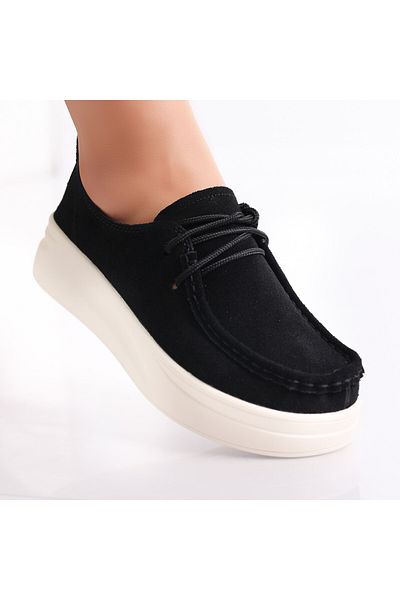 MODA STİL Women's Casual Shoes Black Suede Derina, 38
