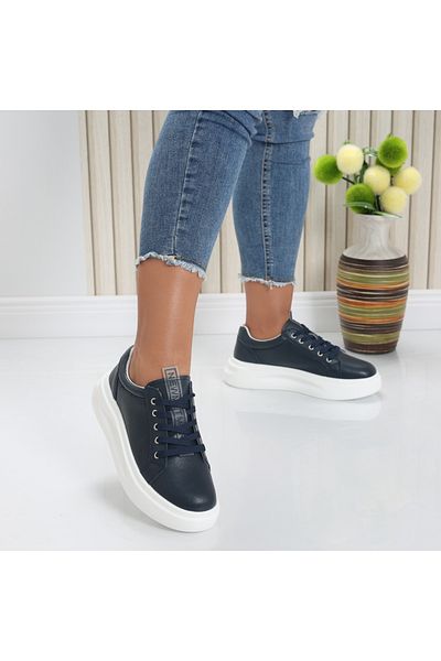 MODA STİL Women's casual shoes Navy Blue made of Evoya Genuine Leather, 36