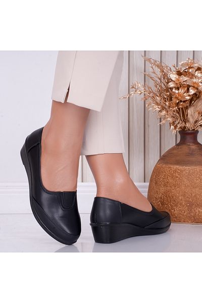 MODA STİL Women's Black Platform Shoes Made of Eco-Leather Anely, 39