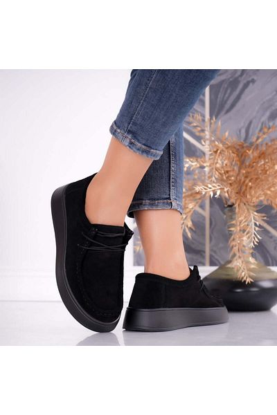 MODA STİL Women's Casual Shoes Black Suede Sandy, 38